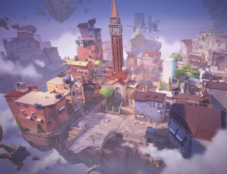 Aerial view of Ascent map in VALORANT