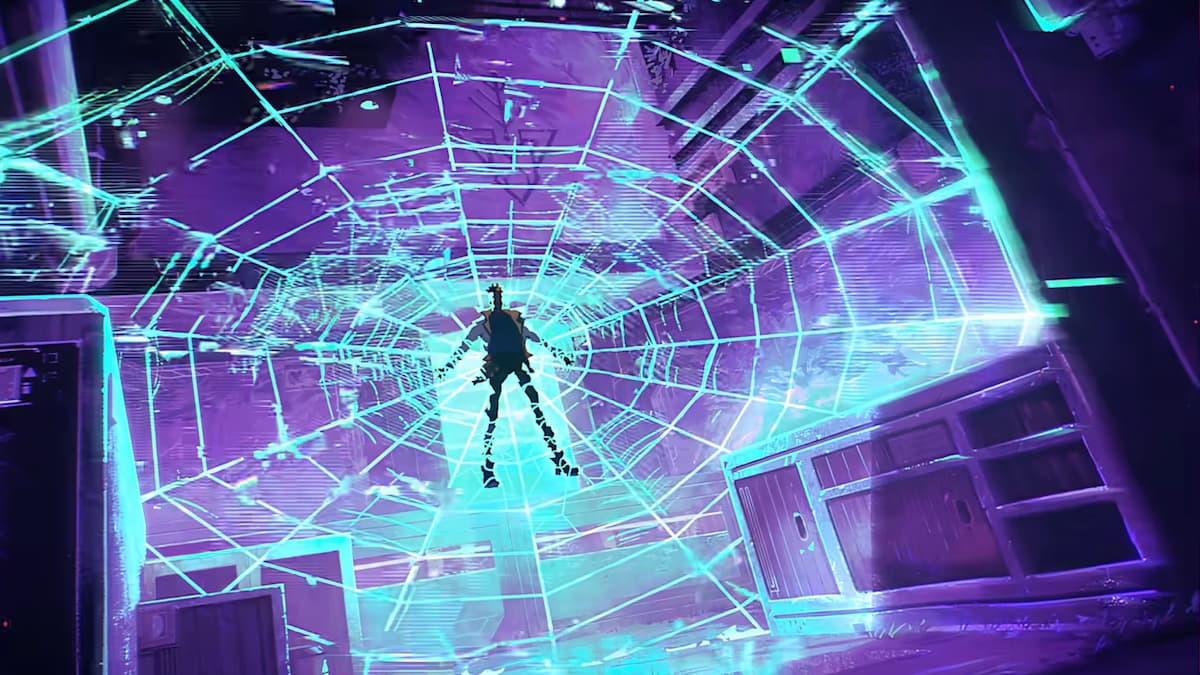 Phoenix trapped in Cypher's web, screenshot via VCT Champs 2025 anthem