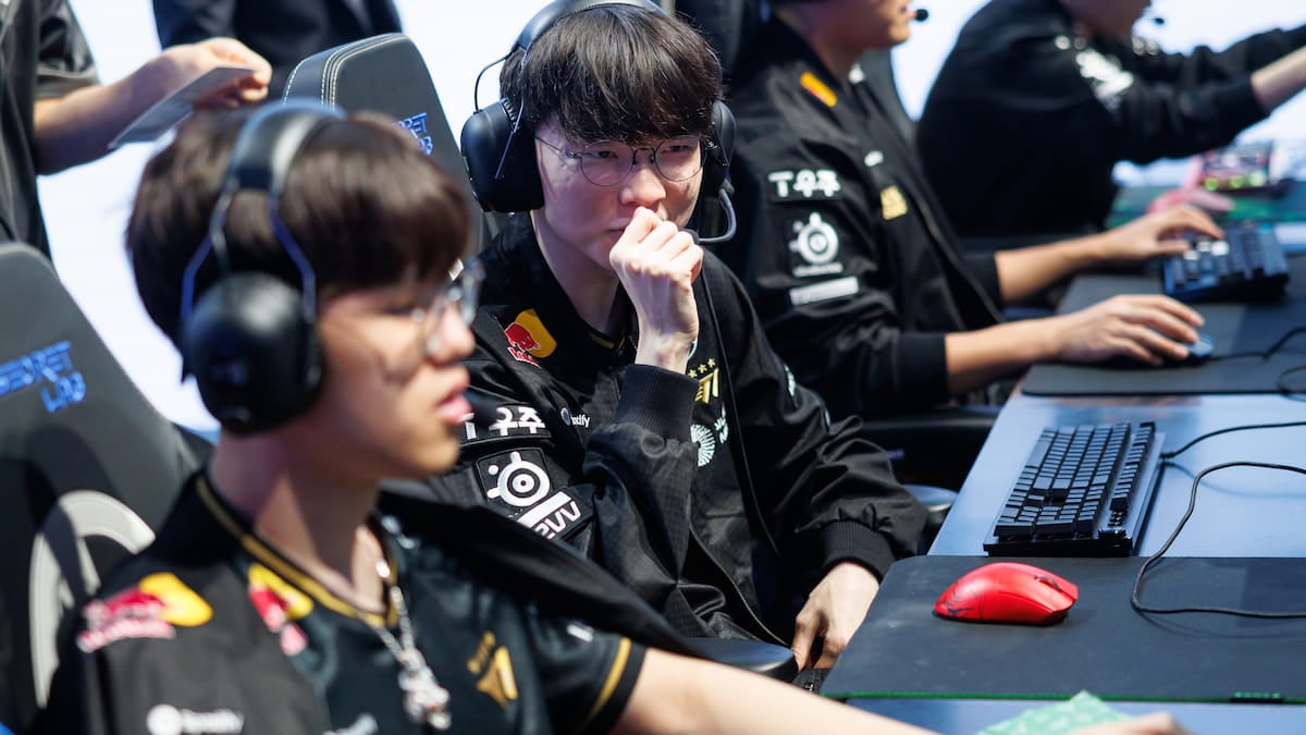 Faker of T1 competes at League of Legends Worlds 2025 Play-In Stage on October 14, 2025 in Beijing, China.