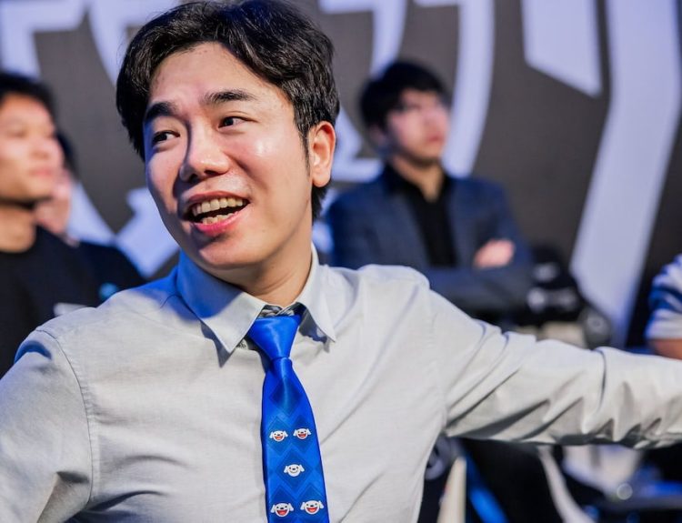 Coach Yoon "Homme" Sung-young of JD Gaming backstage at the League of Legends World Championship 2023 Knockout Stage on November 4, 2023 in Busan, South Korea.