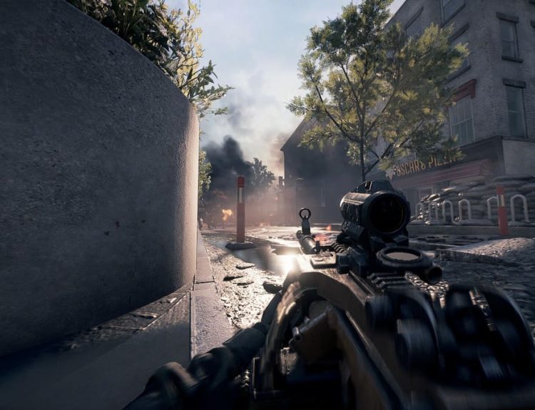 Battlefield 6 player with an LMG on a new york map