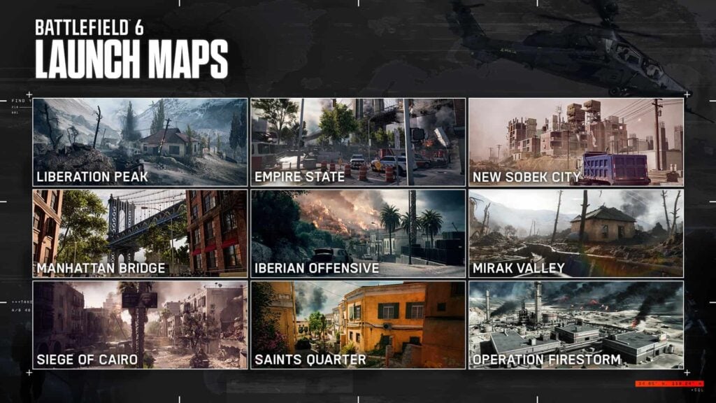 Battlefield 6 maps available at launch.