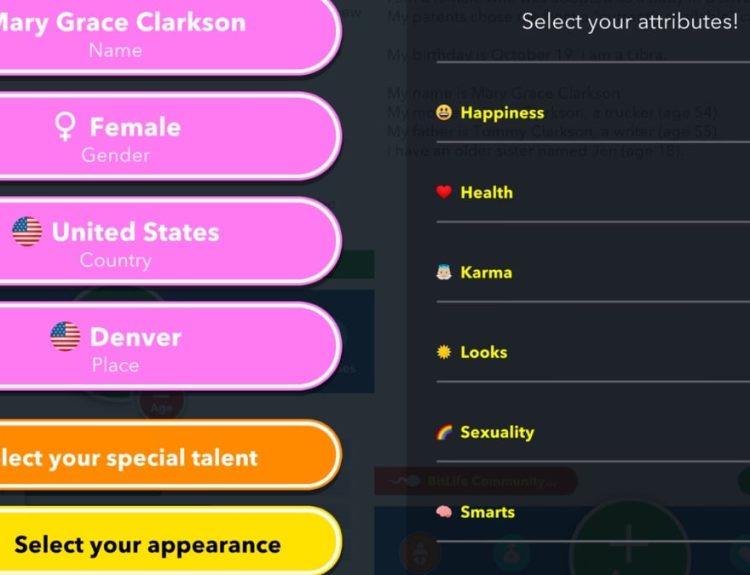 bitlife scarytale challenge character creation