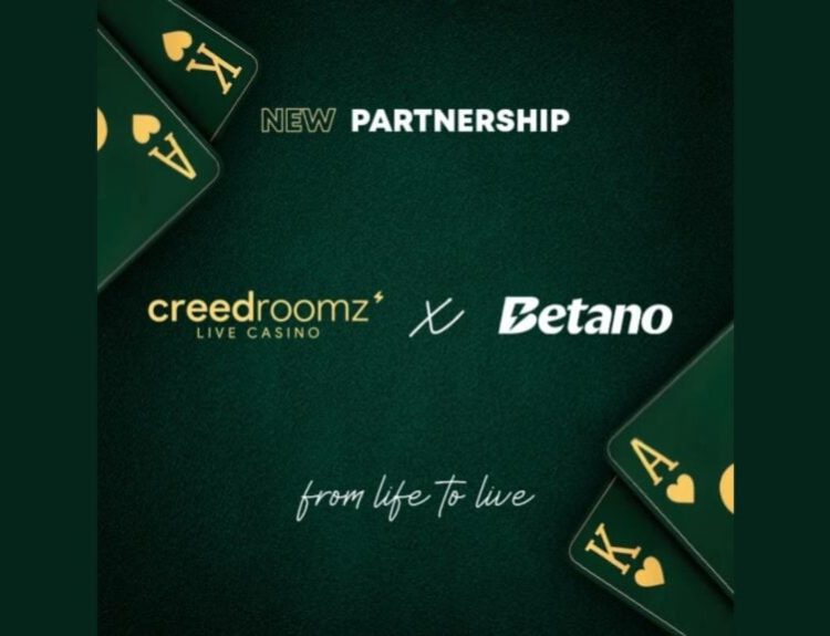 CreedRoomz live casino and Betano partnership key image.