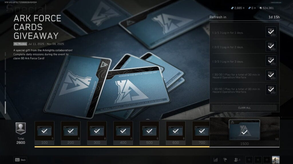Ark Force Cards giveaway event in Delta Force
