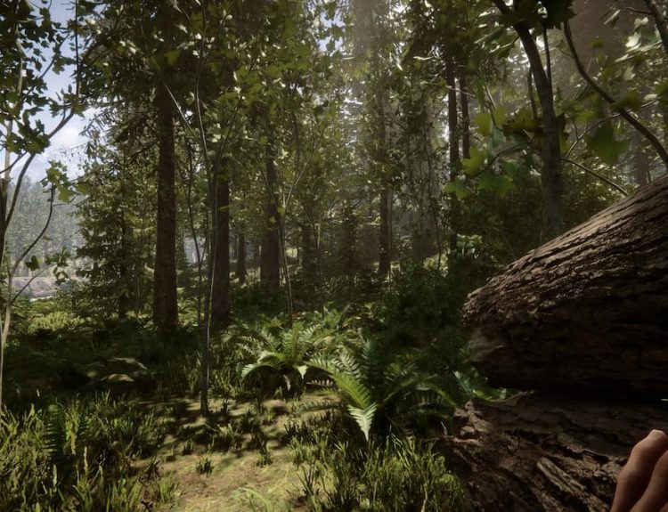 Player carrying two logs in Sons of the Forest