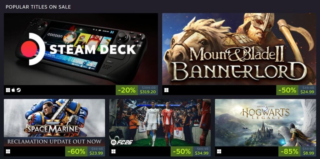 Steam Black Friday Sale recommendation set