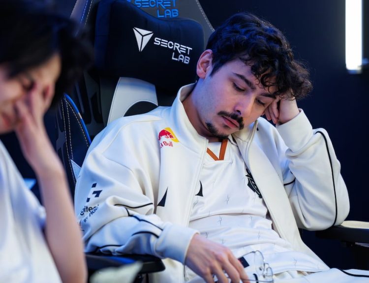 BrokenBlade of G2 Esports reacts back stage at League of Legends Worlds 2025 Knockout Stage on October 30, 2025 in Shanghai, China.