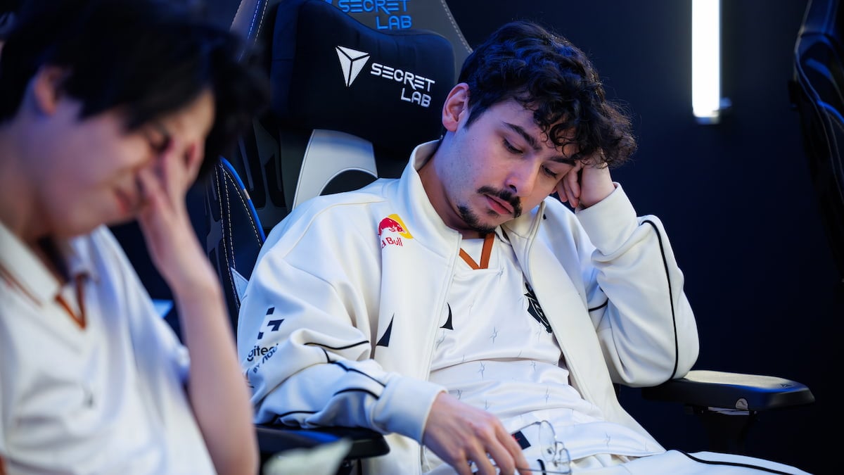 BrokenBlade of G2 Esports reacts back stage at League of Legends Worlds 2025 Knockout Stage on October 30, 2025 in Shanghai, China.