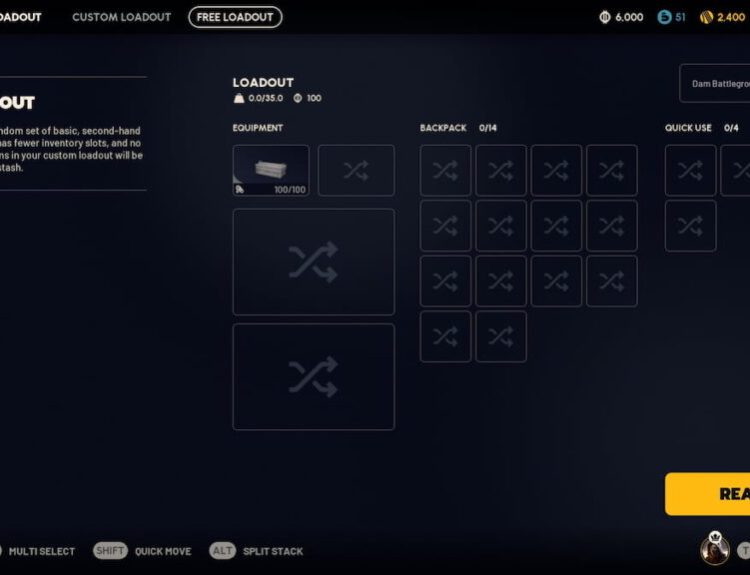 Loadout select in ARC Raiders
