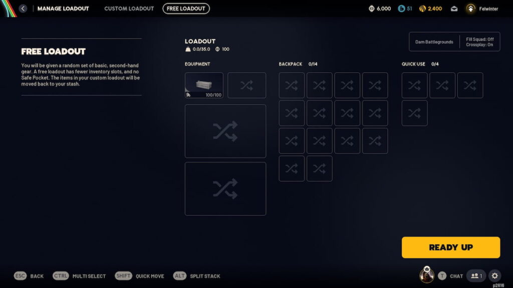 Loadout select in ARC Raiders