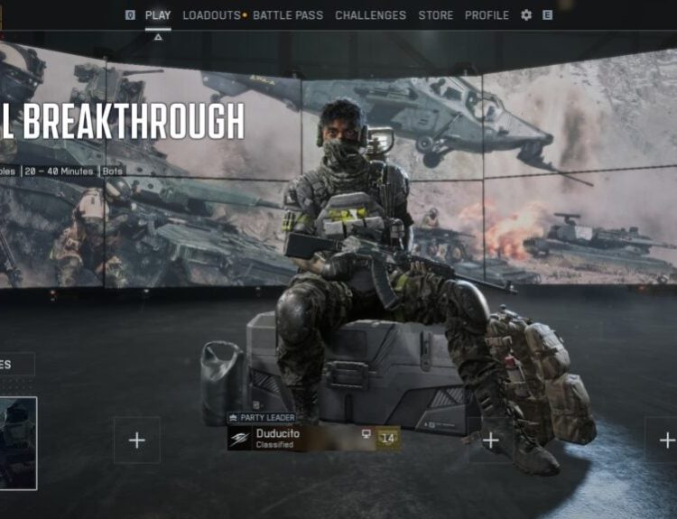 Battlefield 6 Casual Breakthrough mode lobby, showing Support character