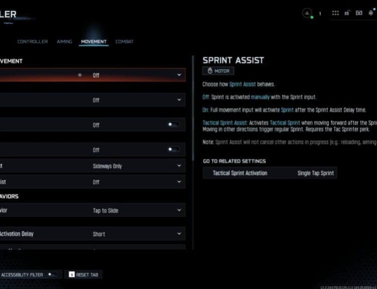 a screenshot of bo7 movement settings