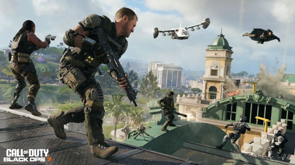 Operators on Avalon during a match in Endgame mode, part of the Black Ops 7 Co-Op Campaign which is called Worlds Collide in some platforms
