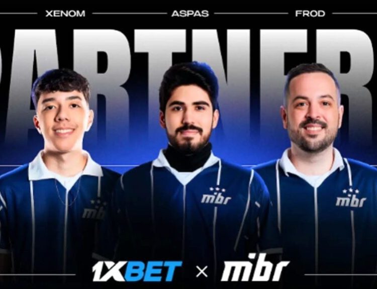 MIBR VALORANT players Xenom and Aspas, and coach Frod in key image for partnership with 1xBet
