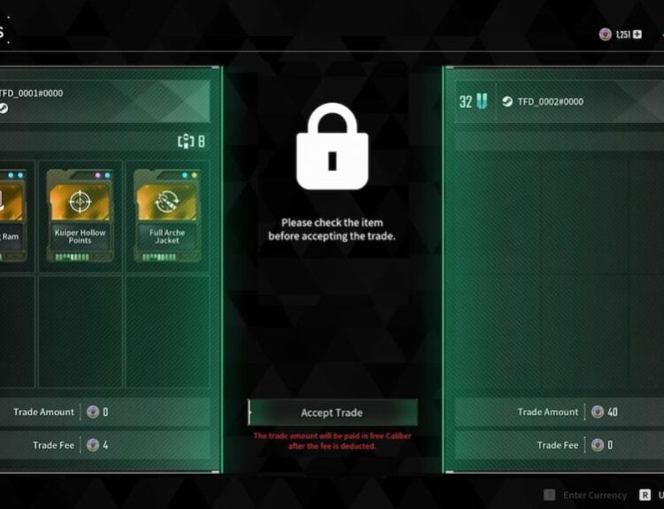 Trading system in The First Descendant