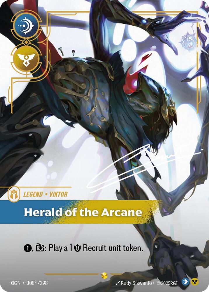 Viktor, Herald of the Arcane (Signature). An image of Viktor dangling upside down.